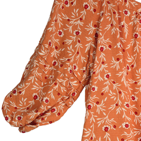 Isabel Maternity Blouse Womens Large Floral Textured Square Neck 3/4 Sleeve Top - Picture 3 of 12